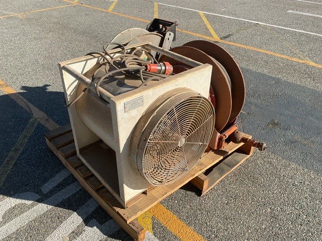 Pallet Containing Extraction Fan and 2 Hose Reels