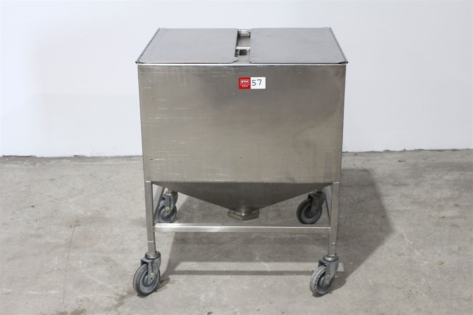 Stainless Steel Mobile Hopper Bin, 150L