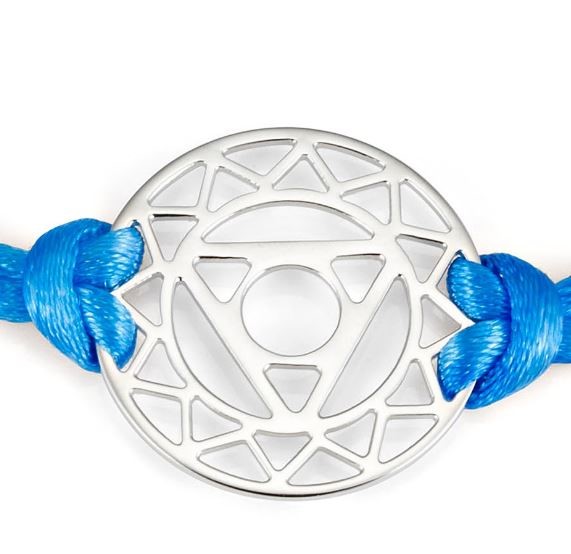 Solid 925 Sterling Silver Chakra Bracelet - Throat Chakra