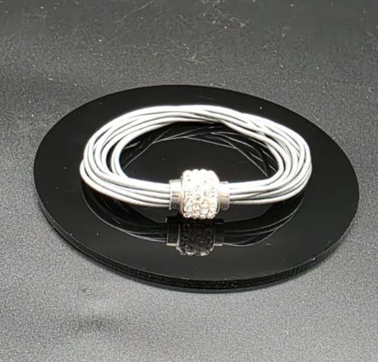 Designer Simulated Diamond Ball Bracelet with Multi Silver Bands