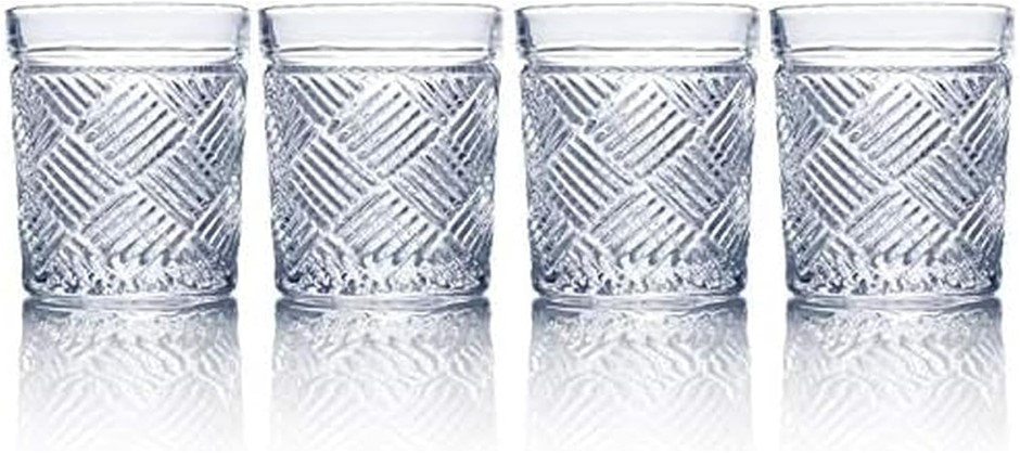 MIKASA Ballard Braid Double Old Fashioned Glass, 9.3-Ounce, Set of 4.