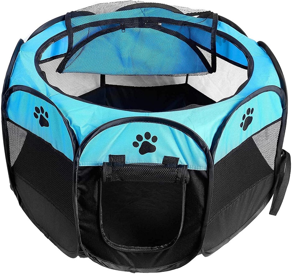 TECAGEAON Pet Portable Foldable Playpen, Removable Zipper Top, Indoor and O