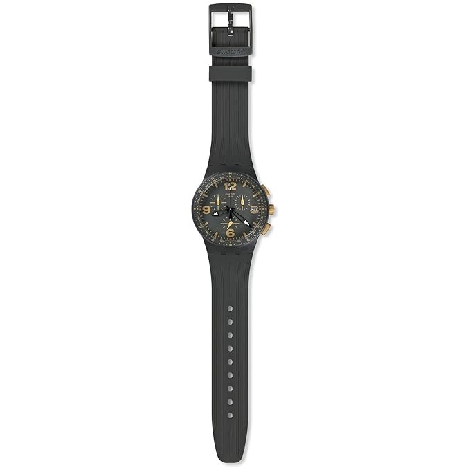 Swatch Gordon Grey Dial Black Silicon Analogue Men's Watch SUSA401. NB: nee