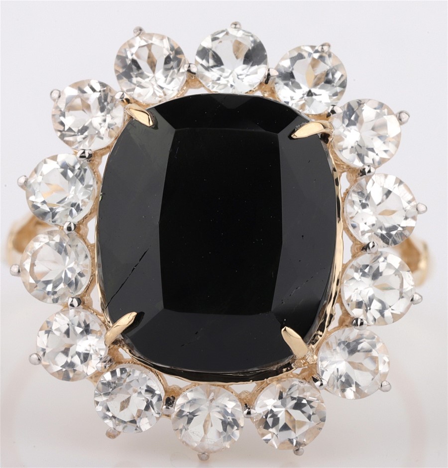 Yellow Gold Natural Tourmaline & Diamond Ring   with Valuation