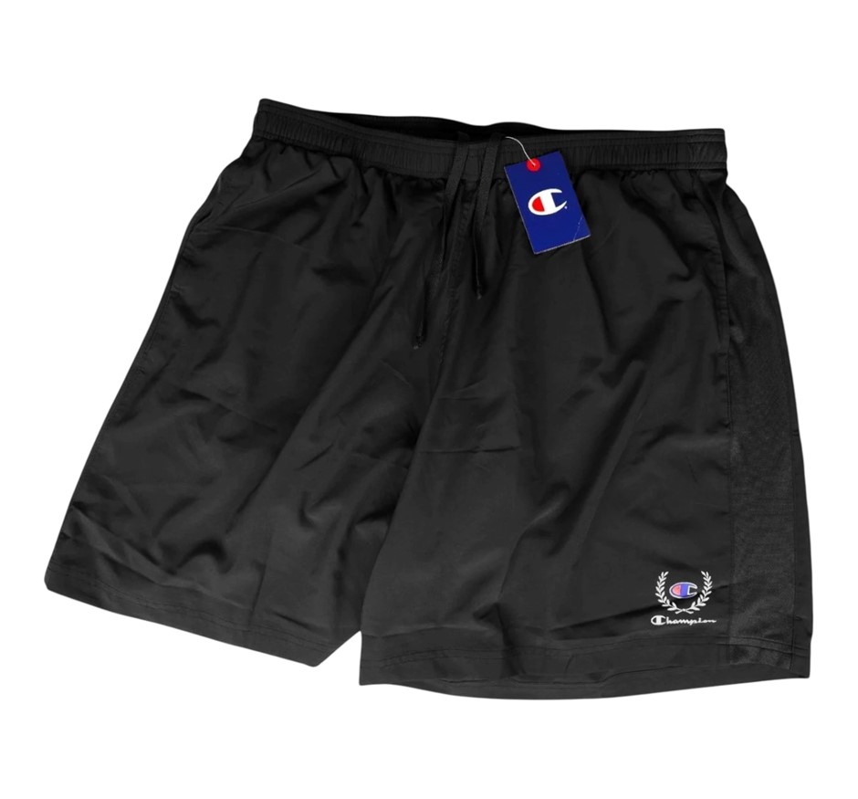 CHAMPION Mens Graphic Demand 9" Shorts, Size S, Black, ATXNG.  Buyers Note