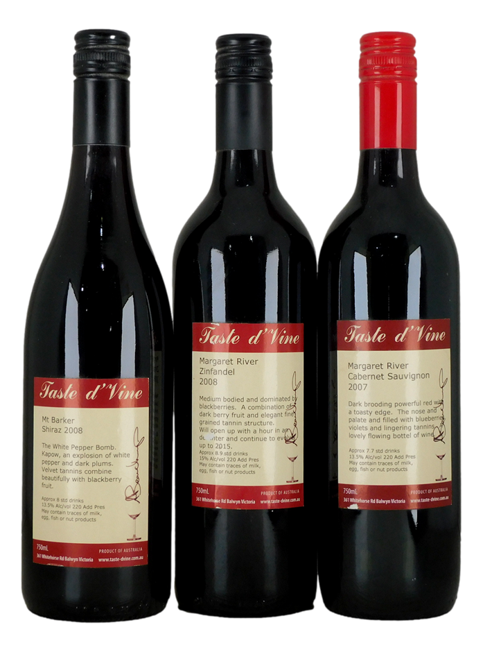 Pack of Assorted Red Wine (3x 750mL), Multi Region.