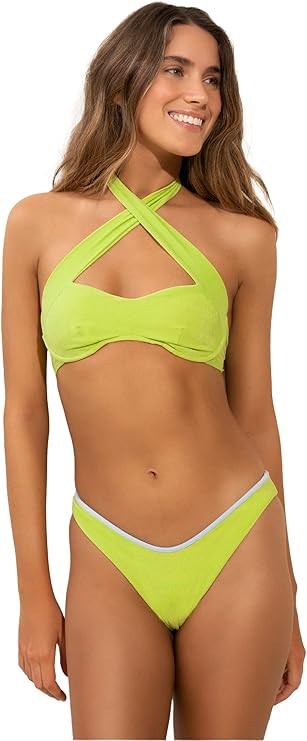 MAAJI Women's Mellow Green Mara Halter Bralette Reveresible Bikini Top, Siz