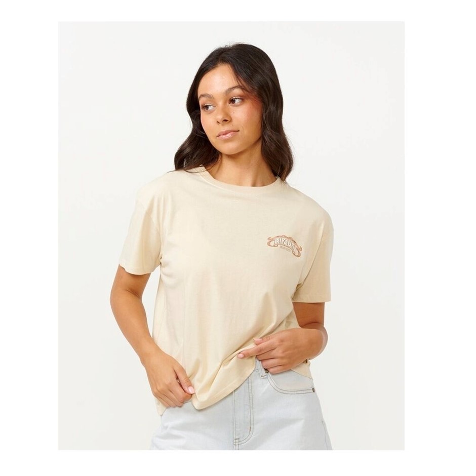 RIP CURL Women's Shirt Beach Party Relaxed Tee - Off White, Size 2XS. RRP: