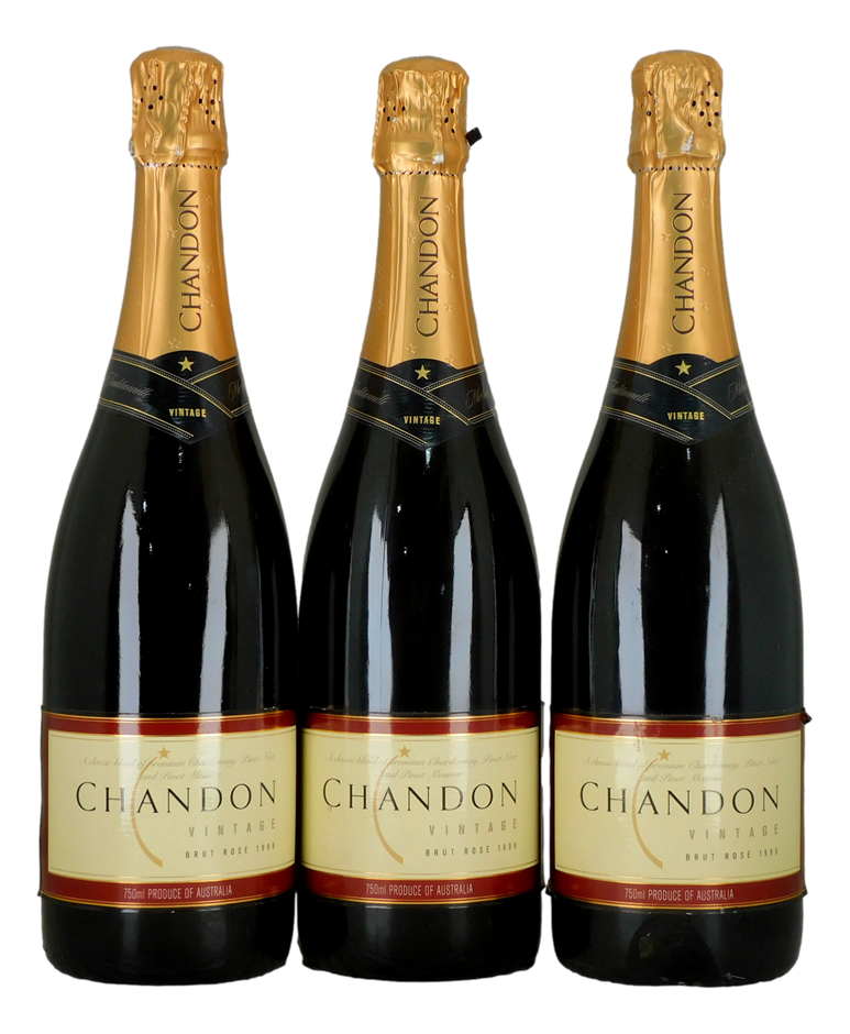 Chandon Brut Rose 1999 (3x 750mL), VIC.