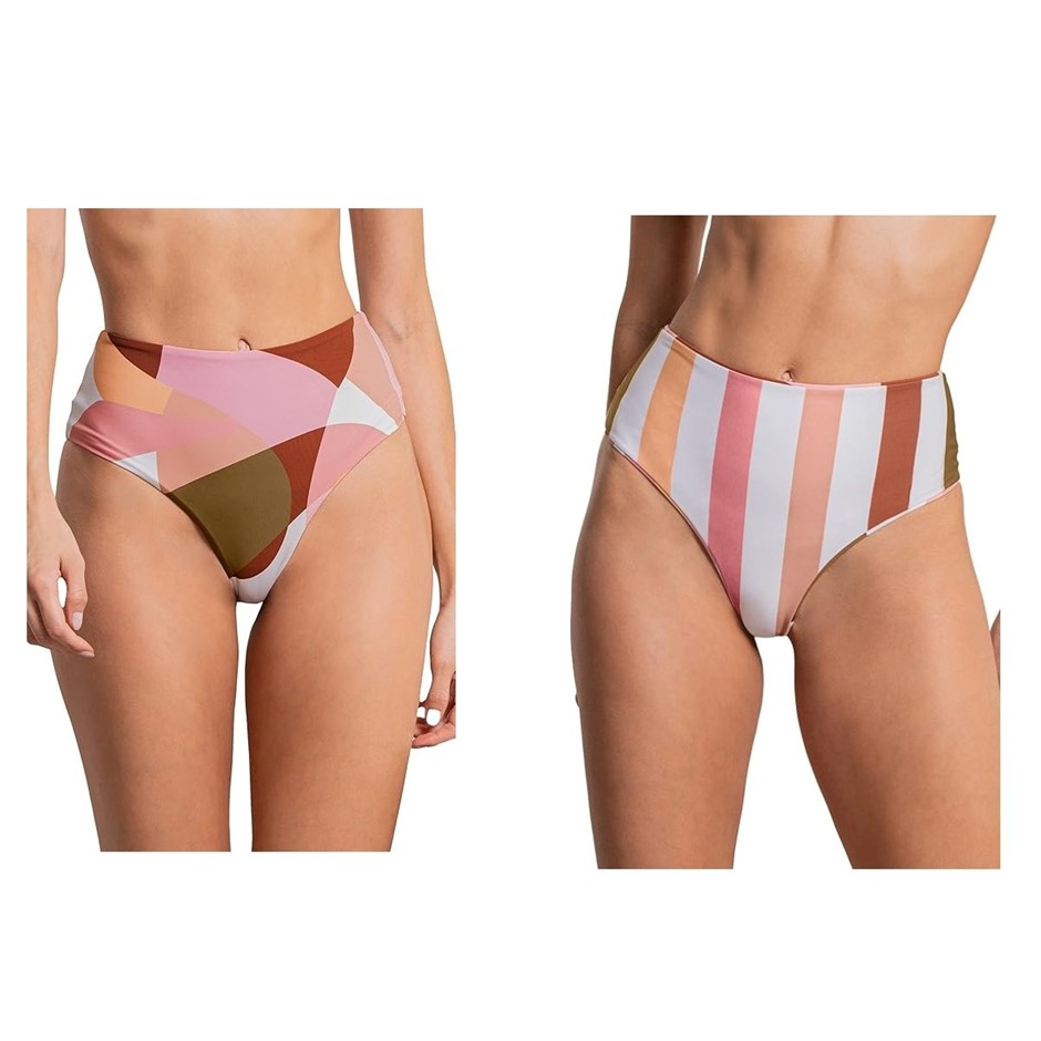 MAAJI Women's Cube Venus Mid Rise Cheeky Cut Reversible Bikini Bottoms, Siz