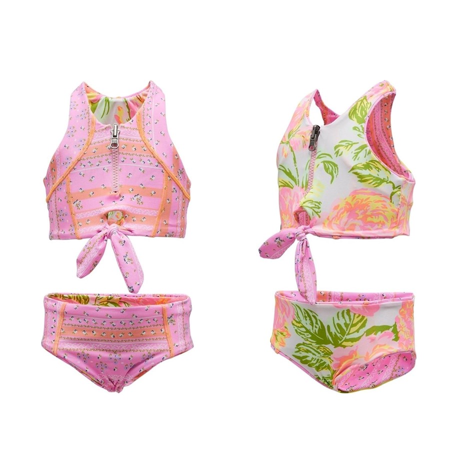 MAAJI Girl's Ornate Borders Candi Reversible Bikini Set, Size 2, Pink, 3342
