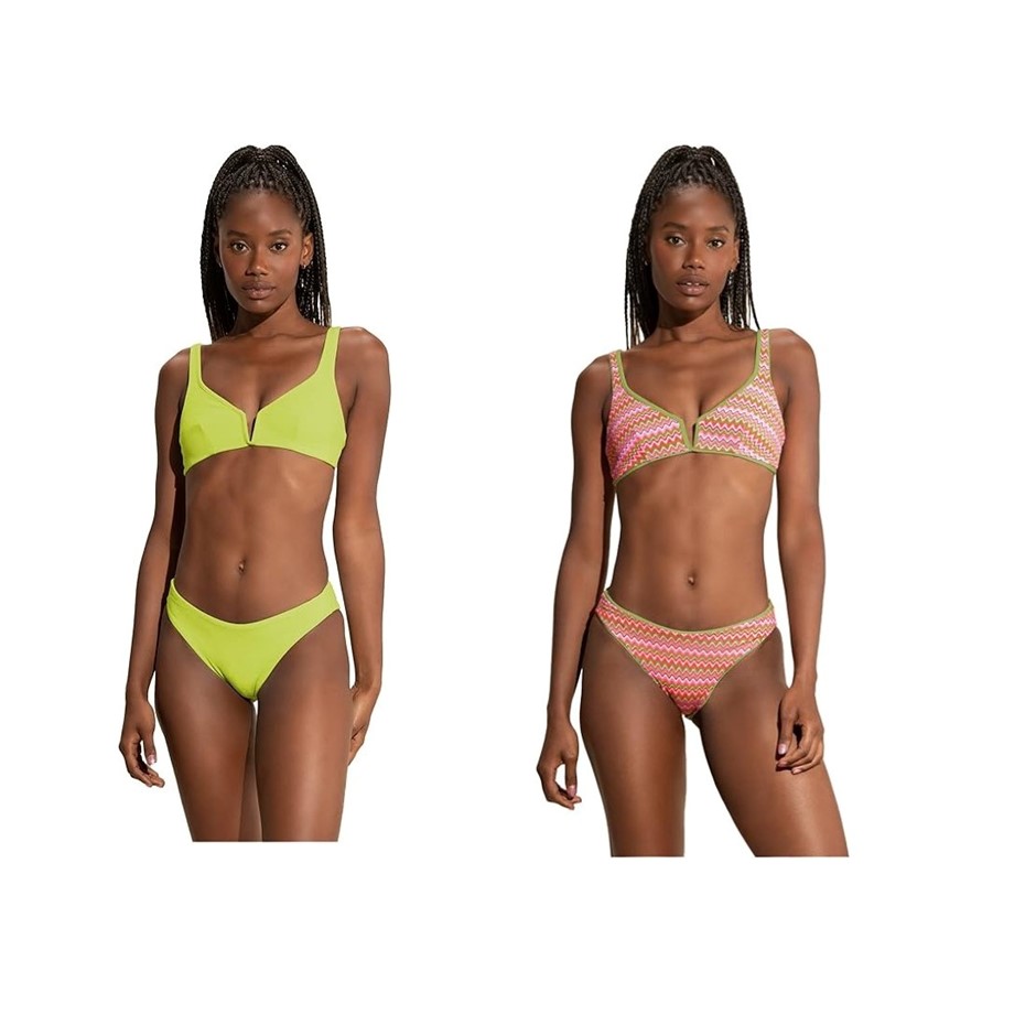 MAAJI Women's Mellow Green Victory V Wire Bralette Reversible Bikini Top, S