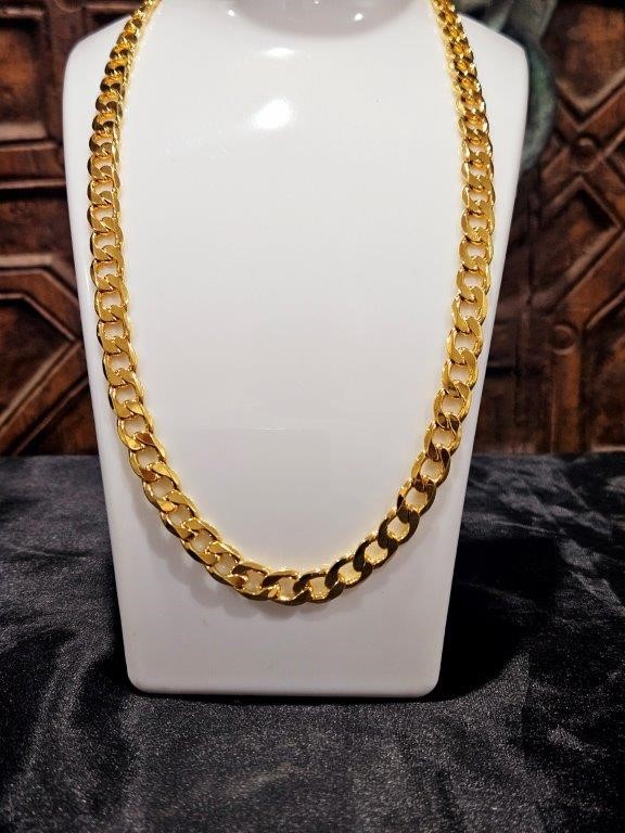 18k Italy Stamped Yellow Gold Filled Cuban Chain-Quality Guarantee-60cm-8mm