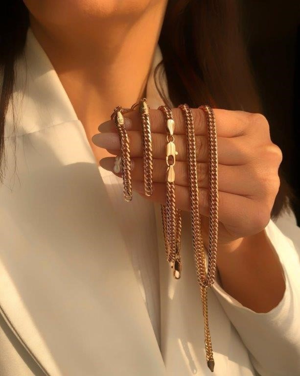 14K/Italy Stamped Yellow Gold Filled Set Bracelet & Earrings-50cm-5mm