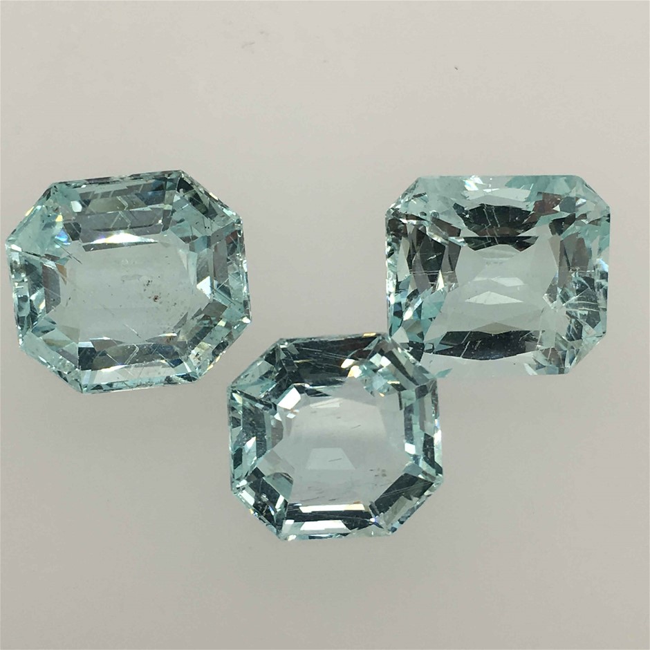 Three Loose Aquamarine, 24.92ct in Total