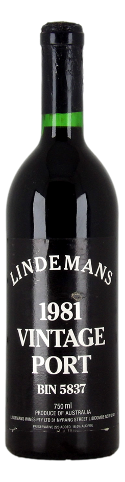 Lindemans Bin 5837 Vintage Port 1981 (1x 750mL), Aus.