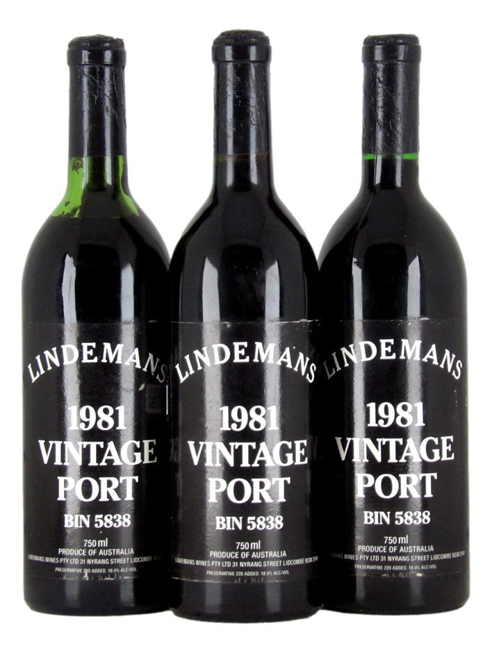 Lindemans Bin 5838 Vintage Port 1981 (3x 750mL), Aus.
