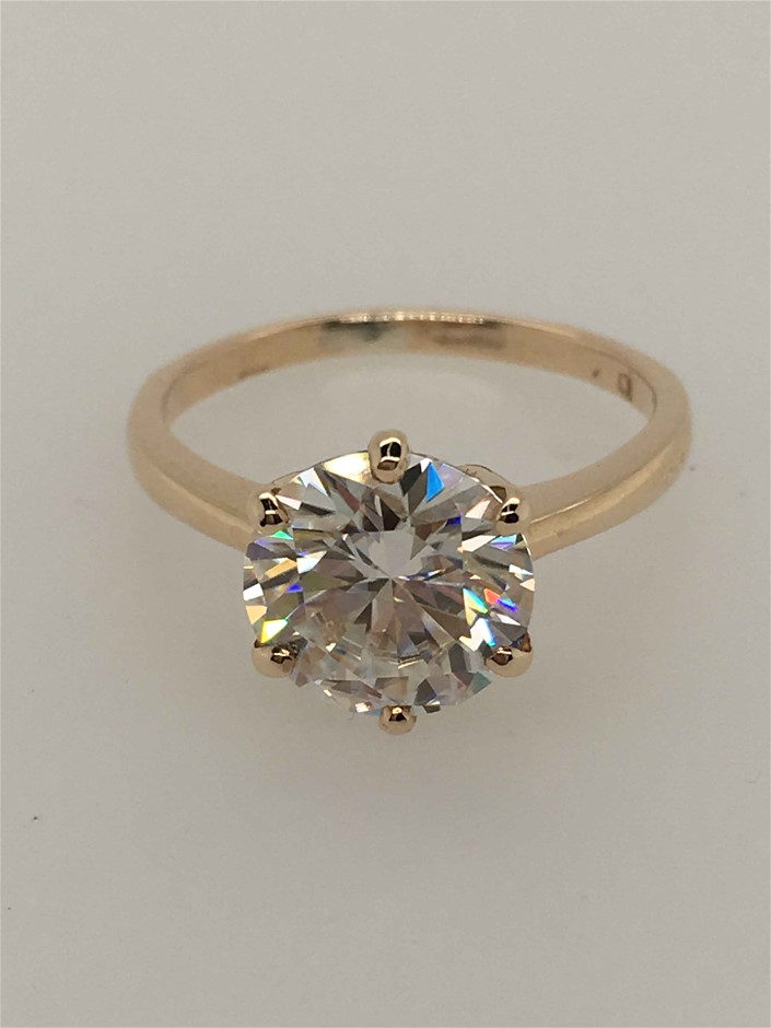 9ct Yellow Gold, 2.58 Moissanite Ring