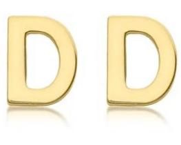 9K Yellow Gold MINI INITIAL 'D' STUD EARRINGS
