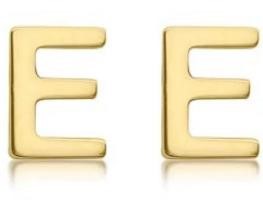 9K Yellow Gold MINI INITIAL 'E' STUD EARRINGS