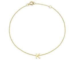 9K Yellow Gold MINI INITIAL 'K' Bracelet 15.5-19cm
