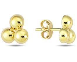 9K Yellow Gold TRI BEAD STUD EARRINGS