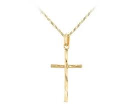 9K Yellow Gold HLW DIAMOND CUT CROSS PENDANT