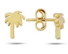 9K Yellow Gold PALM TREE STUD EARRINGS