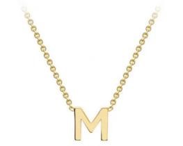 #1 9K YELLOW GOLD INITIAL 'M' NECKLACE 38+5cm