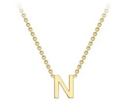 #1 9K YELLOW GOLD INITIAL 'N' NECKLACE 38+5cm