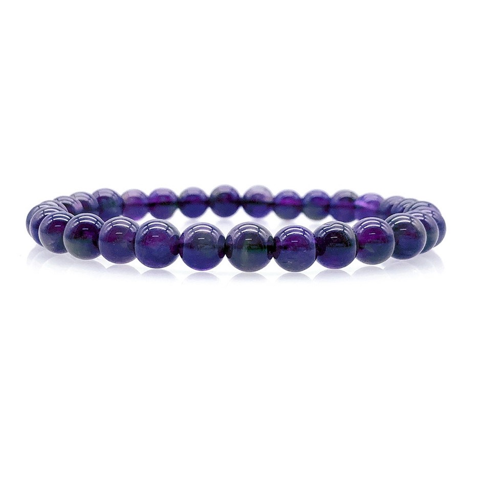 6mm Amethyst Gemstones Beaded Bracelet.