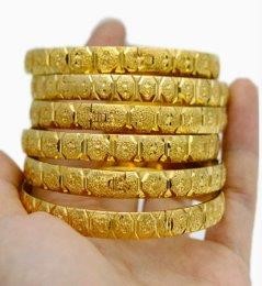 6pcs x 22KGold-filled/ITALY Triple Yellow Gold Plated Bangles with stamp