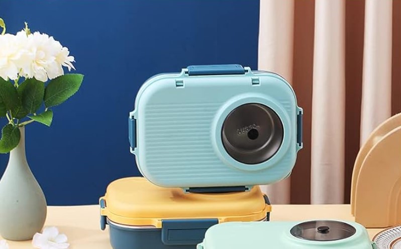 2 x Assorted 4 Grid Bento Lunch Box, Comprising: 1 x SIOTENZE Stainless Ste