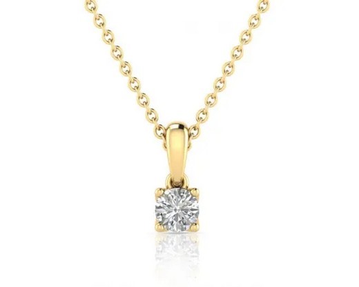 9K YELLOW GOLD 0.25ct F VS LAB DIAMOND ROUND NECKLACE 40-45cm