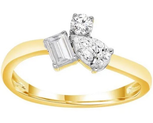 9K YELLOW GOLD 0.50ct F VS MULTI SHAPE LAB DIAMOND RING