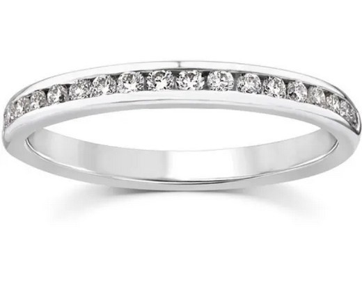 9K WHITE GOLD 0.25ct F VS LAB DIAMOND CHANNEL SET BAND