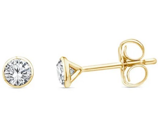 9K YELLOW GOLD 0.50ct F VS LAB DIAMOND BEZEL STUDS
