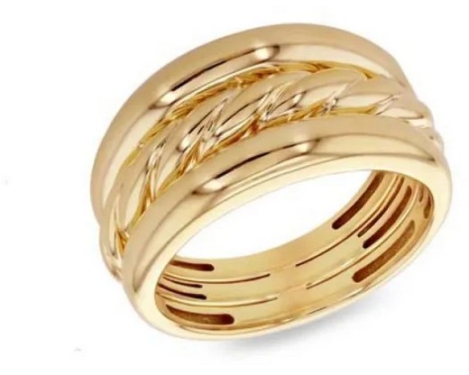 9K Yellow Gold WIDE ROPE RING