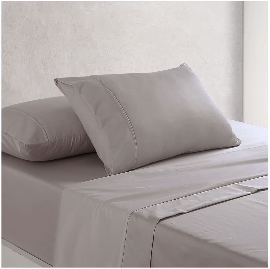 ONKAPARINGA 4pc 1500TC Cotton Rich Sheet Set, King, Grey. NB: 2 x pillowcas