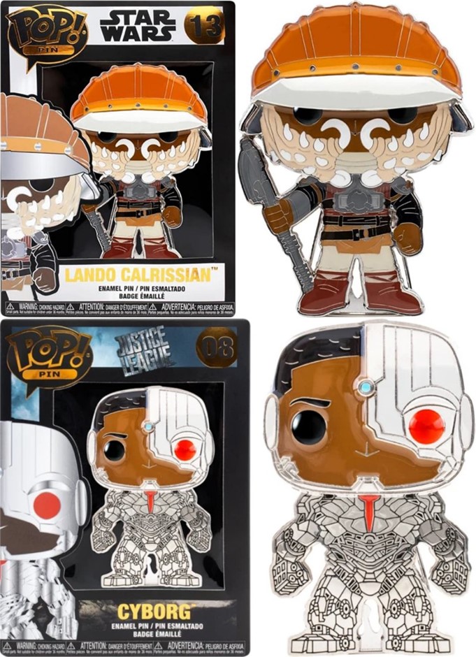 2 x FUNKO Pop! Enamel Pins: Star Wars Lando Calrissian & DC Comics Cyborg (