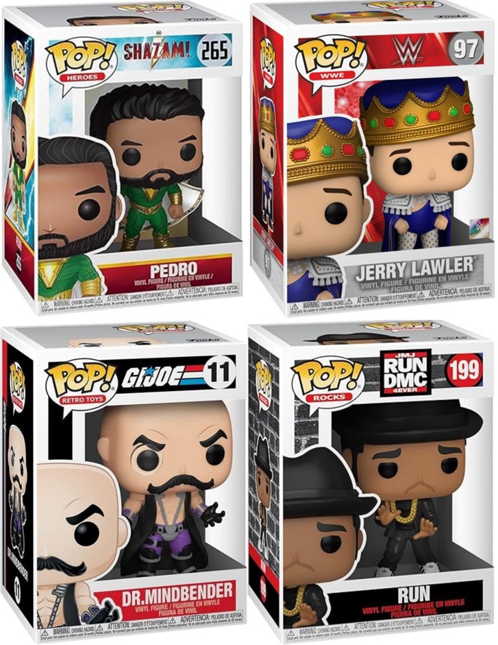 Funko Pop! Vinyl Figures – Shazam Pedro, Run-DMC Run, G.I. Joe Dr. Mindbend