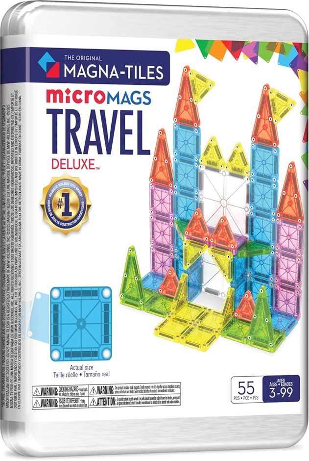 Magna-Tiles microMAGS Travel Set Deluxe 55-Piece Magnetic Construction Set,