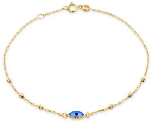 9K Yellow Gold EVIL EYE DC BALL Bracelet 19cm