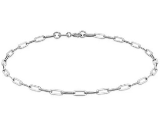 9K WHITE GOLD THIN PAPER CHAIN Bracelet 18.5cm