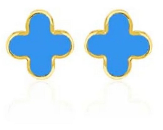 9K Yellow Gold TURQUOISE PETAL STUD