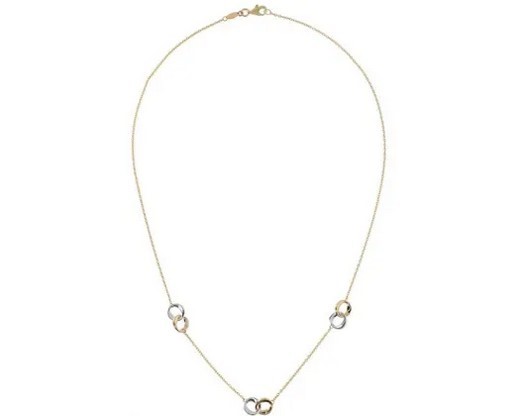 9K YELLOW GOLD 2TONE DOUBLERING NECKLACE 45cm