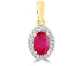 9K Yellow GOLD 0.07CT HI I1 DIAMOND RUBY PENDANT