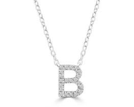 9K WHITE GOLD 'B' 0.09 HI I1 DIAMOND NECKLACE 40+5cm