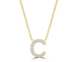 9K YELLOW GOLD 'C' 0.06 HI I1 DIAMOND NECKLACE 40+5cm