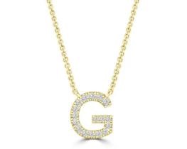 9K YELLOW GOLD 'G' 0.09 HI I1 DIAMOND NECKLACE 40+5cm
